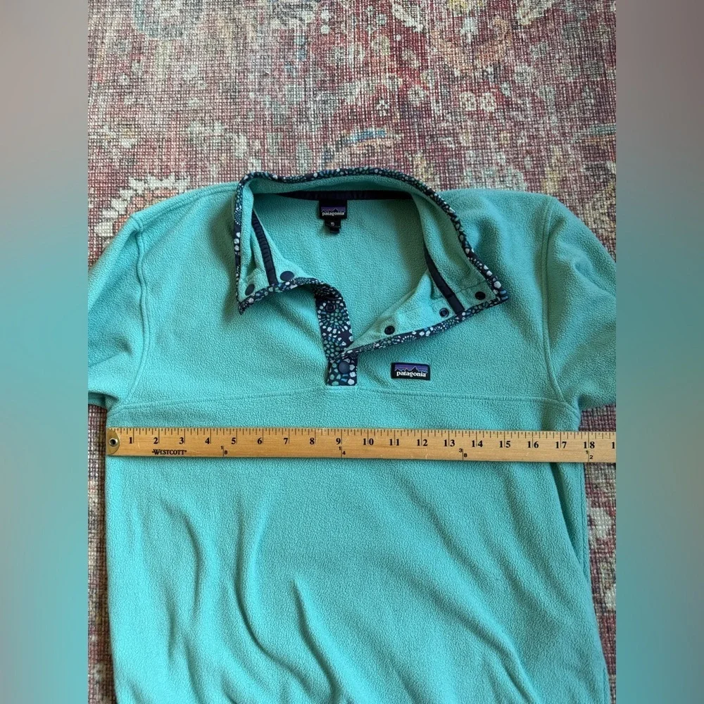 Patagonia kids L14 Teal Fleece Pullover with Navy Trim